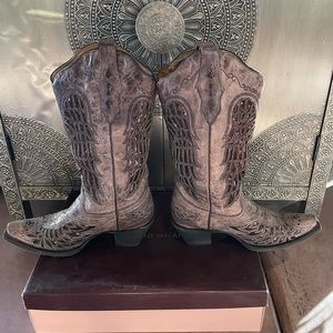 Womens Corral Sequin Angel Wings Leather Inlaid Western boots Ltd.- 9